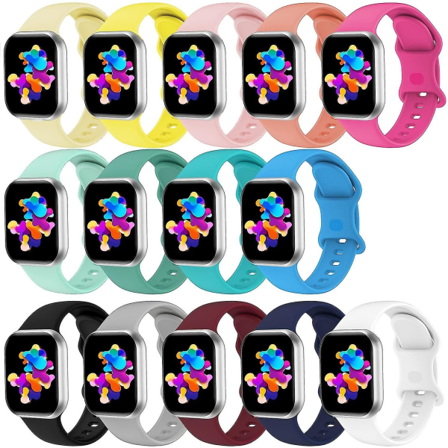 SQBB [14-pakkaus] Ranneke yhteensopiva Apple Watch Band 40mm 38mm 41mm Series 7/6/5/4 Naisten Miesten Pehmeä Silikoni Urheilurannekkeet I