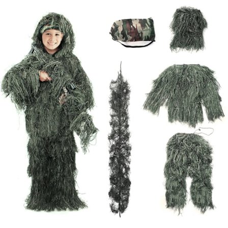 Barn Ghillie Dresser Sniper Halloween Army Dress Grønn