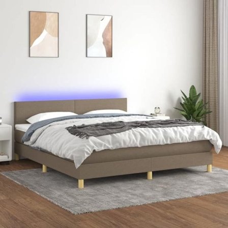 Maison Exclusive - Sängyn lamellikotelo LED-matolla Taupe 180x200 cm Kankaalla