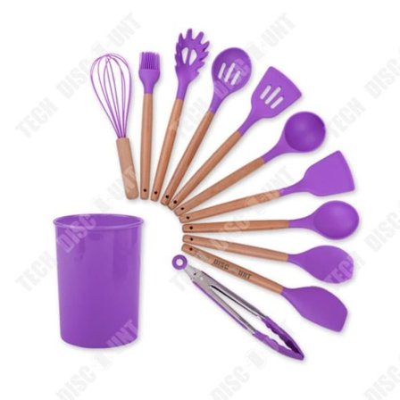 Köksredskap - TD - Blandad KÖKSSKED - Silikon - Trähandtag - Lila NS