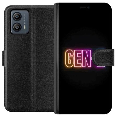 Kompatibel Tegnebogsetui til Motorola Motorola Moto G53 Neontekst Gen Z i farverigt lys mod en mørk baggrund i moderne digital stil