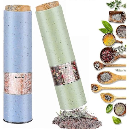 Elektrisk salt- og peberkværn, 2 stk. elektrisk peberkværnsæt med LED-lys