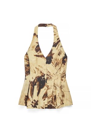 Premium Selection Linen Lyocell Blend Halterneck Vest Top - Linned bukser - Flerfarvet - EU 36