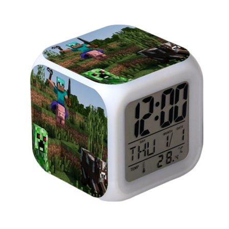 Wekity Anime Alarmklokke One Piece LED firkantet klokke Digital alarmklokke med tid, temperatur, alarm, dato