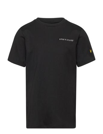 Script Embroidered T-Shirt Tops T-shirts Short-sleeved Black Lyle & Scott