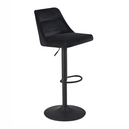 Rootz Velvet Barstol - Sort køkkentaburet - Bistrostol - Moderne design - 360° drejelig - Justerbar højde 86-106 cm - Komfortabel polstring - 45 cm x