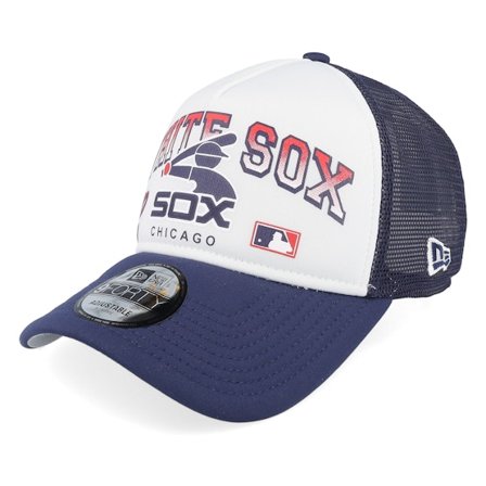 New Era - Chicago White Sox Retro Wordmark White/Navy A-frame Trucker Trucker White Cap - MLB @ Hatstore