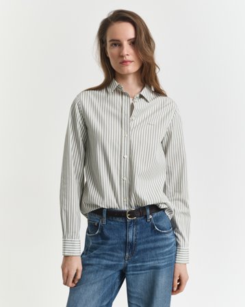 GANT Damen Regular Fit Classic Popeline Hemd mit Streifen (40) Grün