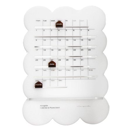 Månedlig skrivebords kalender multifunksjonell søt manuell DIY akryl gjennomsiktig evigvarende kalender med tegneserie klistremerker blomsterkanter