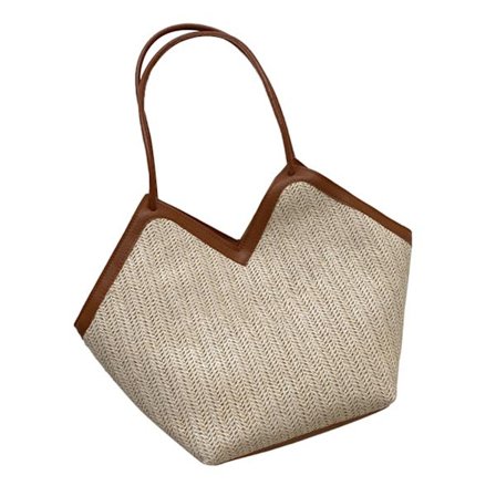 Stor Stråveske i Skinn for Kvinner Brun