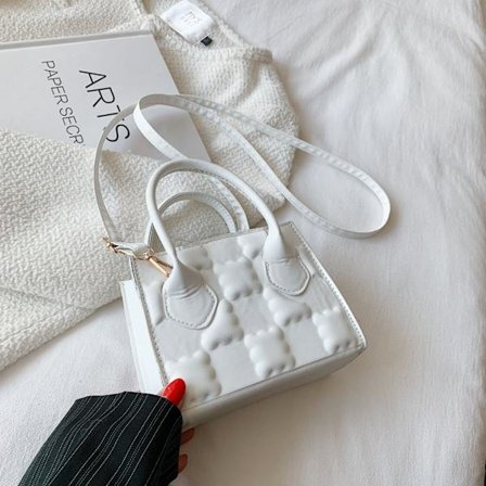 Ny mote håndvesker Glidelås Pressure Flowers Bag HVIT