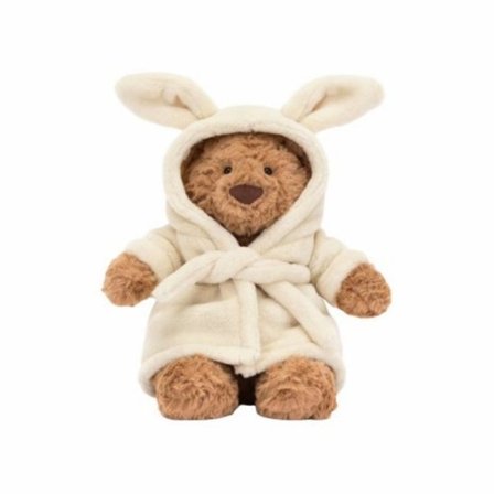 Jellycat Bartholomew Bear Plysj i Badekåpe, Mykt Kosedyr, Klassisk Gave til Barn og Voksne, Søtt Teddy Samleobjekt