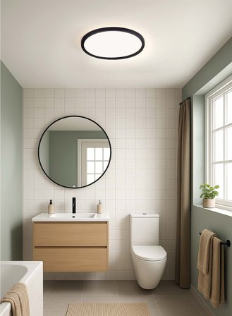 Luna taklampe m/baklys dimbar IP54 Ø30 - sort