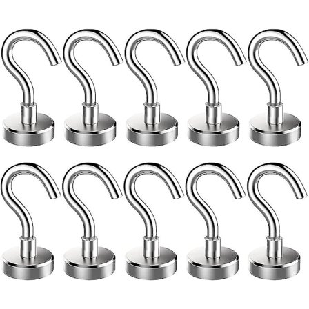 10 stk. Neodym Stærke Magnetiske Kroge, 8 kg Sjældne Jordarters Magneter Kraftige Med Kroge Til Køleskab