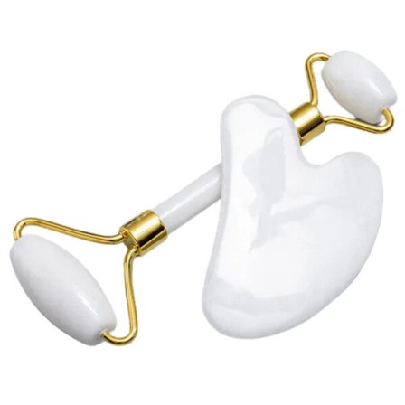 White Jade Facial Roles og Gua Sha ægte natursten