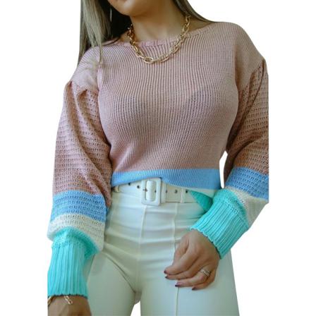 Casual Klassisk Dam Långärmad Tröja Med Rund Hals Stickad Col