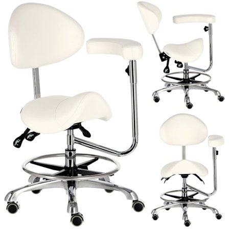 Kosmetisk frisör pall sadel med ryggstöd och armstöd barstol SPA mobil