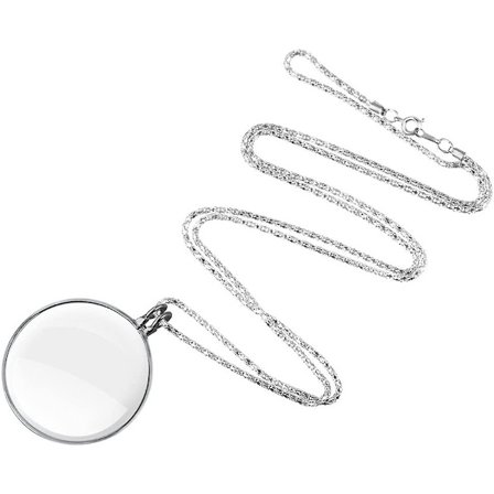 5x forstørrelsesglass halskjede langt anheng metall 42mm smykker optica loup