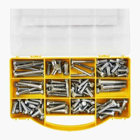 Skruvsortiment 144 Delar 1/4-3/8 Tum Gänga Elförzinkad Stål 8.8 - Biltema