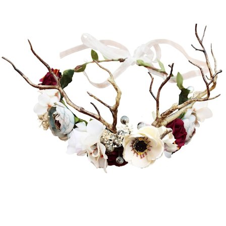 Blomsterkrans för kvinnor, Boho-hårband med blommor, Håraccessoarer, Gloriakrans med band för bröllop