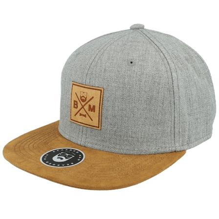 Bearded Man - Grijs snapback Cap - BM Cross Patch Grey/Suede Snapback @ Hatstore