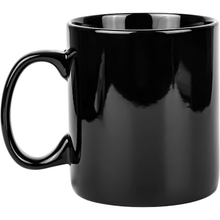 Ekstra stort keramisk kaffekrus med håndtag til kontor og hjem (sort)