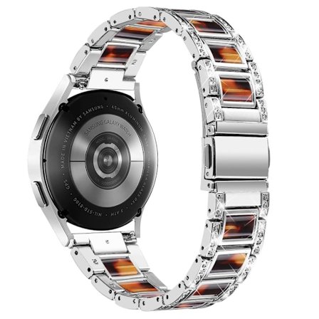 Klockarmband i resin med strassdekor för Samsung Galaxy Watch 4 - Silver / Sköldpaddsskal Färg