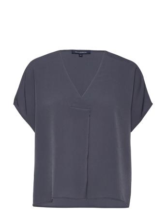 Crepe Light S/S V Nk Top Blue French Connection