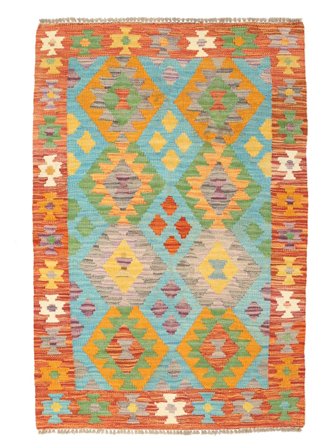 Kelim Afghan Old Stil Teppich 87X129 Orange/Rot Wolle, Afghanistan