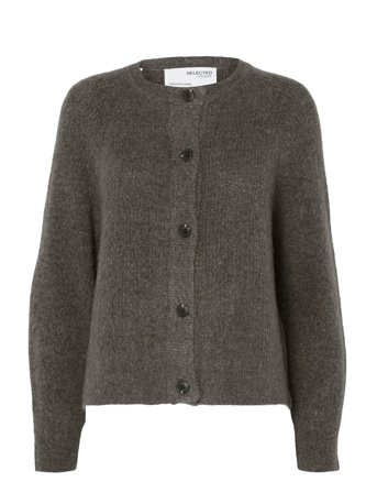 Slflulu Ls Knit Short Cardigan Noos Grey Selected
