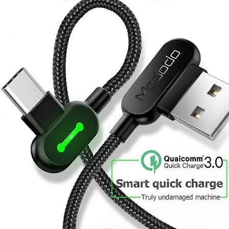 0,5 m/1,2 m/1,8 m USB-kabel L-formet retvinklet Type C-ledning til hurtig opladning af spil [D]