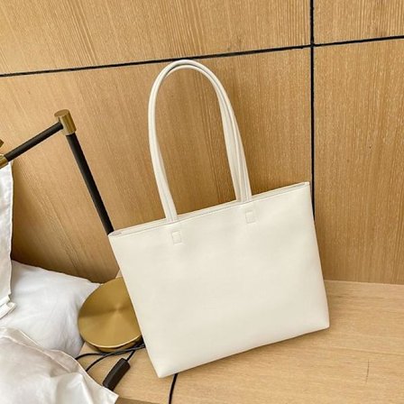 Dame Tote Tasker Enkle PU Læder Top Håndtag Håndtasker Arbejde Skole Shoppingtasker til Kvinder med Lynlås og Indvendig Lomme