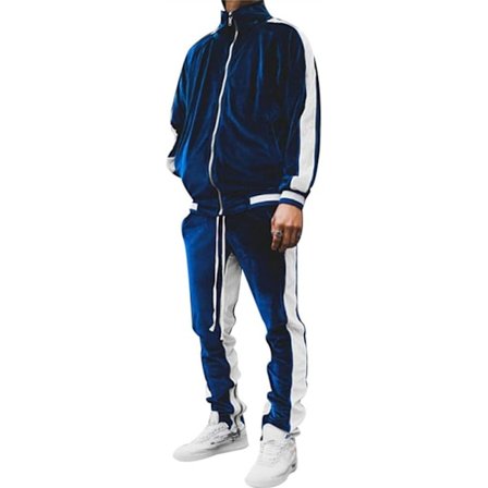 Velours Joggingdragt til Mænd, Afslappet Jakke & Bukser Træningssæt