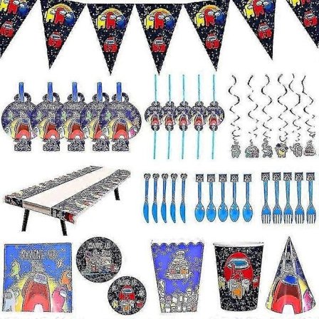 16-delars Rymdvargdödare Among Us Party Dekorationsmaterial Spelparty Barnkalas Servis