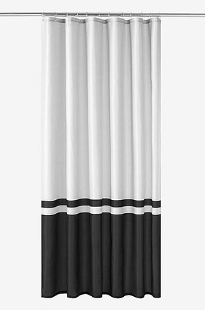 Jotex - Duschdraperi 180x200 Cm Vit/svart ESRA - Köp Duschdraperier hos Jotex