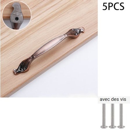 Sett med 5 håndtak (hull avstand 96mm, antikk rød) vintage antikk