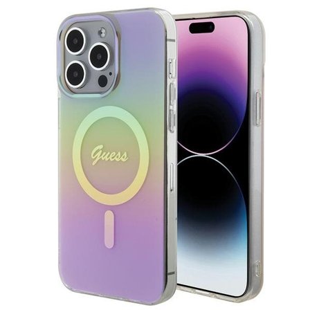 Guess IML Iridescent MagSafe -kotelo iPhone 15 Pro:lle - vaaleanpunainen