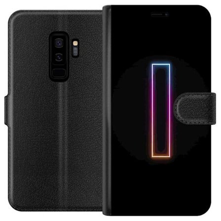 Kompatibel Tegnebogsetui til Samsung Samsung Galaxy S9+ Minimalistisk neonbogstav I i regnbuefarver mod mørk baggrund