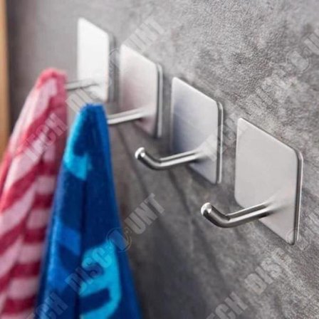 Väggkrokar - 3M - Paket med 4 - Rostfritt stål - 3M-adhesiv - För kök och badrum