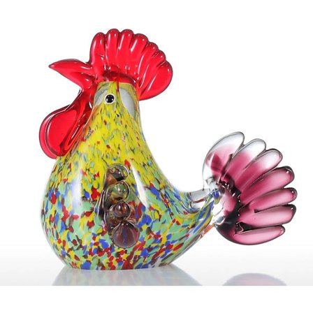 Flerfarvet Hane Glas Skulptur Hjem Decor Dyre Ornament Gave