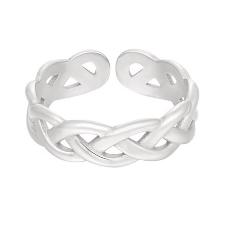 Ring i Rostfritt Stål med Flätad Design - Silver - Stl 18