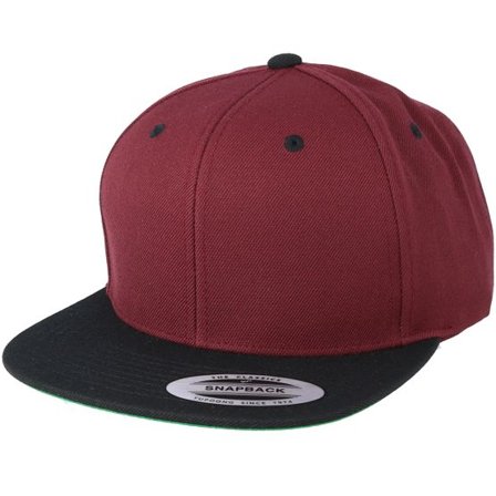 Yupoong - Röd snapback Keps - Maroon Black Snapback @ Hatstore