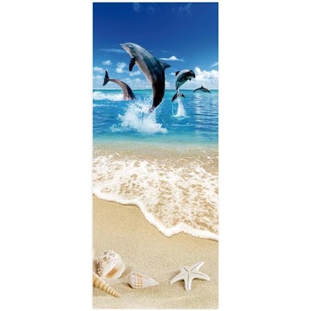 Dørklistremerke Trompe l'oeil-effekt 3D-tapet kompatibelt Innvendig dør Kontor Soverom Stue Bad Delfinmønster 77 x 200 cm