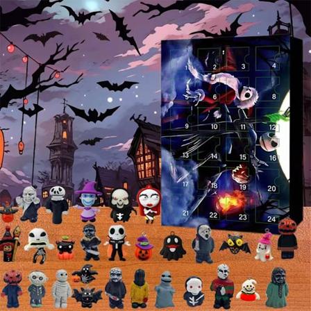 Halloween Adventskalender 2024, Nightmare Adventskalender Før Jul, Halloween Nedtellingskalender 24 Gaver, Skrekkdukkefigurgave D