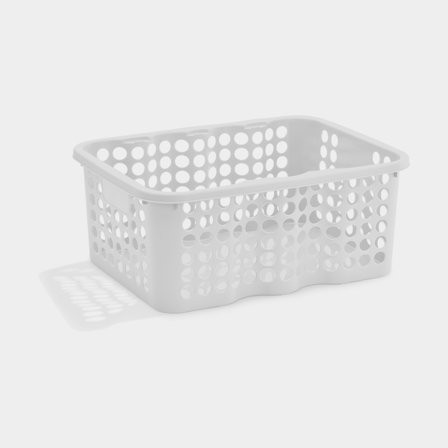 Opbevaringskurv i plast Nordiska Plast Rondo, hvid, 385 x 295 x 170 mm, 12 liter