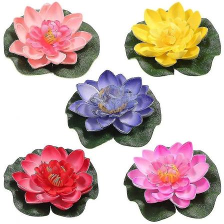 5 st konstgjorda näckrosor flytande lotusblomma damm hem bröllopsdekor 10 cm