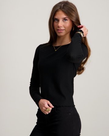 Kids ONLY KOGNELLA L/S O-NECK TOP JRS Noir Hauts et chemisiers Fille - Kids Brand Store