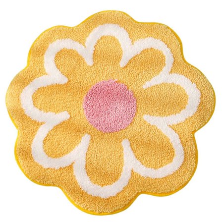 Sød Blomst Badeværelsesmåtte Vandabsorption Blød Rund Plys Måtte til Brusebad Badekar Soveværelse Stue