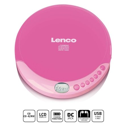 Bärbar CD-spelare med laddningsfunktion Rosa