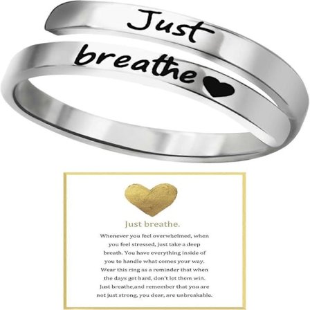 Andas Bara Ring for Kvinner, Justerbar Hjertering, Rustfritt Stål Spiral Wrap Healing Rings, Inspirerende & Hjertelig Gave